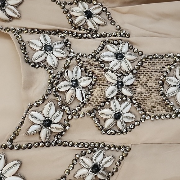 Designer Matthew Williamson Beaded Flounce Sleeve Sea Shell Top b84 - Picture 13 of 16